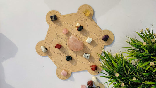 Crystal Grid Metatron Sacred Geometry Wall Art (11Inch) | Decor Positive Energy Decor | Crystal Grid Board | Grids for Crystal (Metatron on Board)