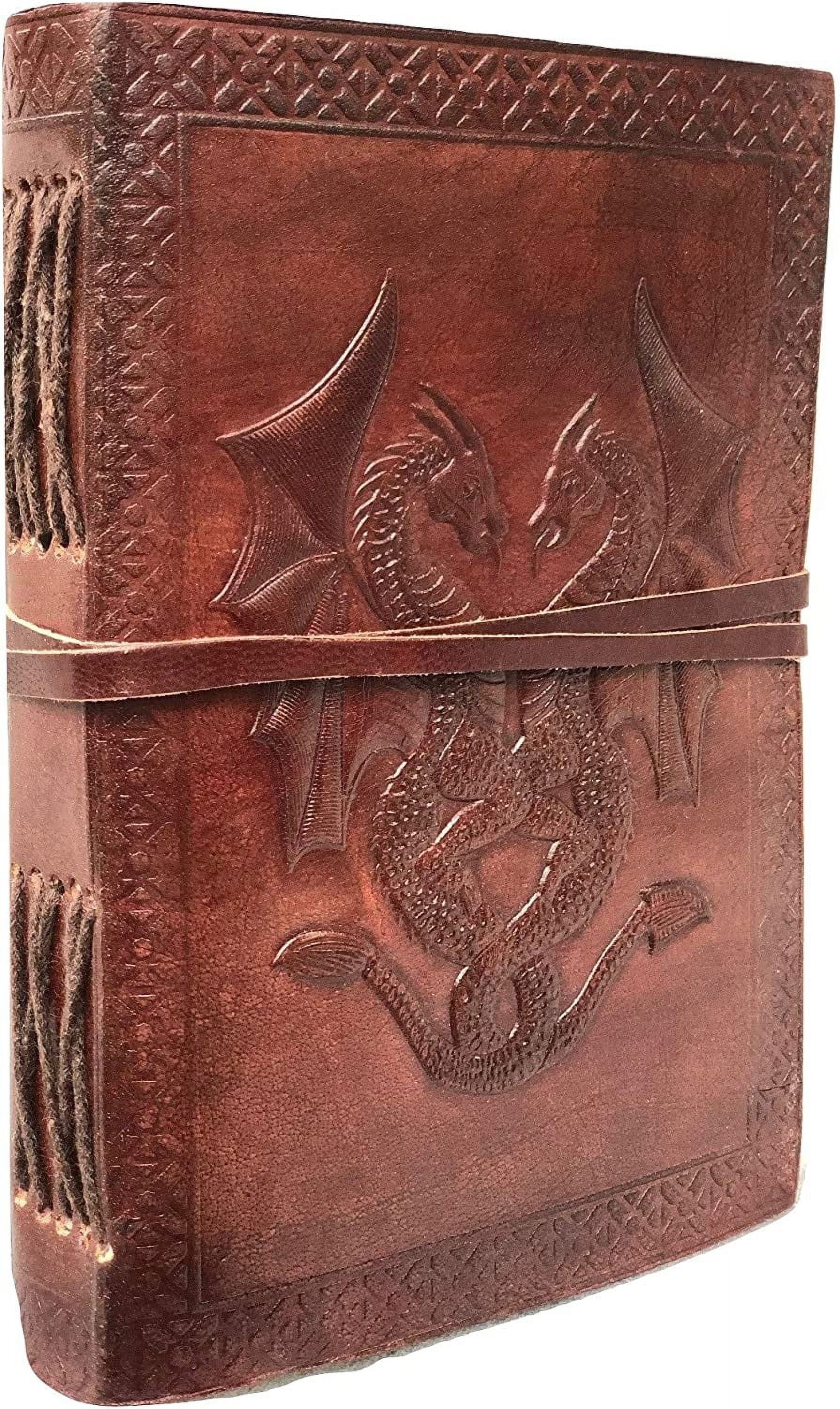 Leather Antique Handmade Double Dragon Journal Notebook Personal Diary Unlined Travel Organizer Art Sketchbook Unisex