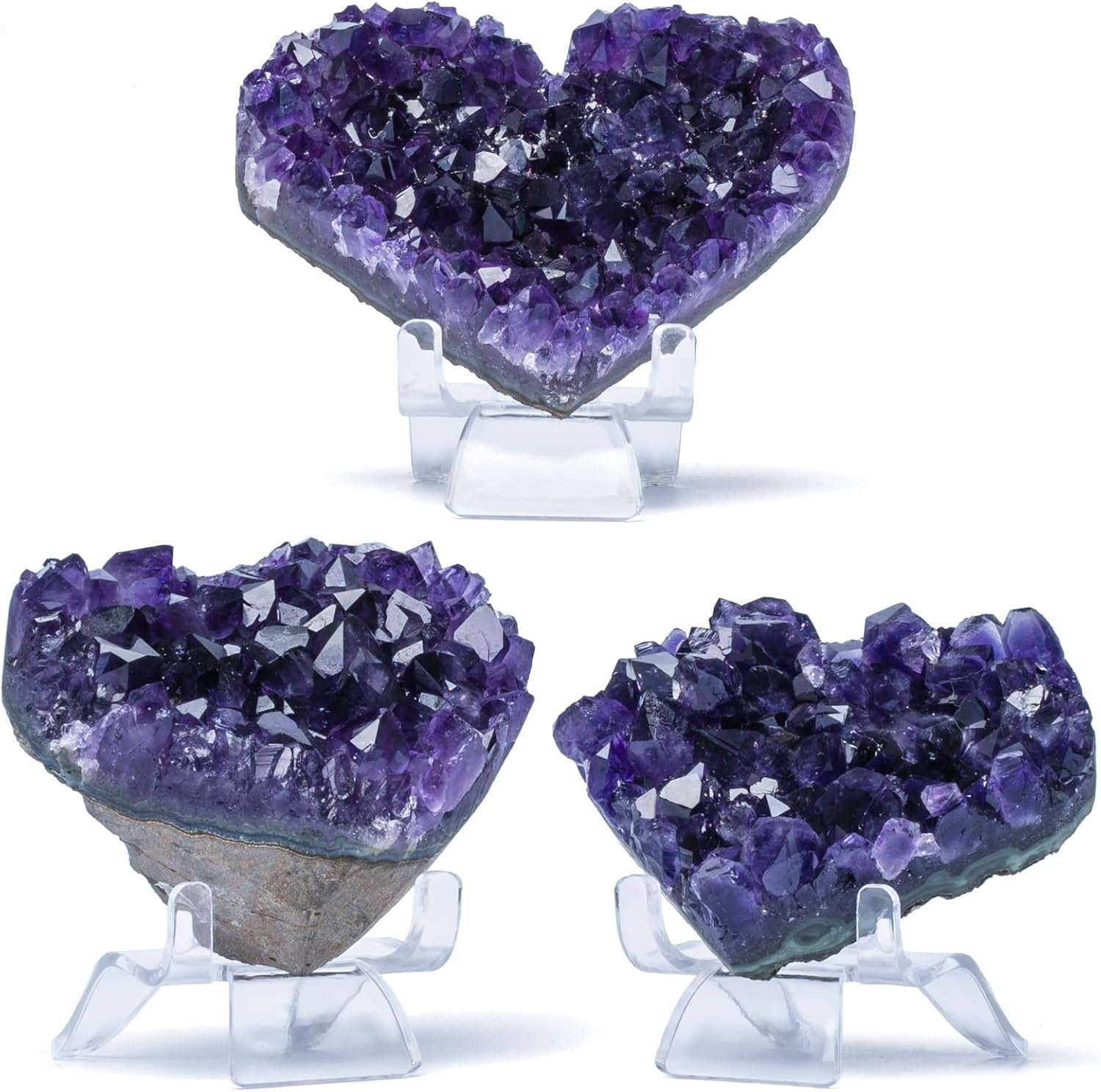 Purple Amethyst Crystal Heart Stones 3-3.5Inch(9Cm), Druzy Geode Natural Crystals AA Color, Spiritual Healing Purple Crystals Stones Energy Stone Decoration from Uruguay.