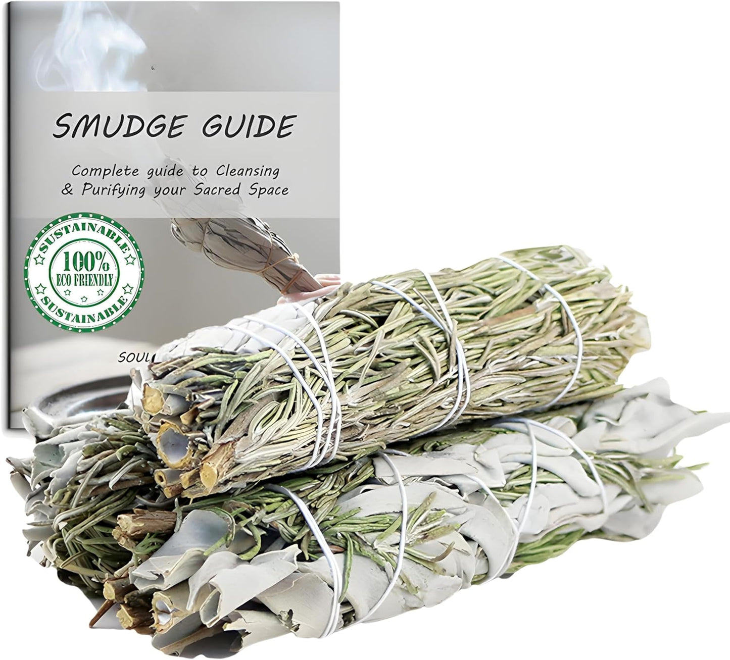 White Sage Mix Smudge Sticks 3 Pack for Cleansing, Meditation, Yoga, and Smudging | Organic White Sage Mixed with Cinnamon, Copal, Ruda Rue, Peppermint or Yerba Santa (White & Copal)