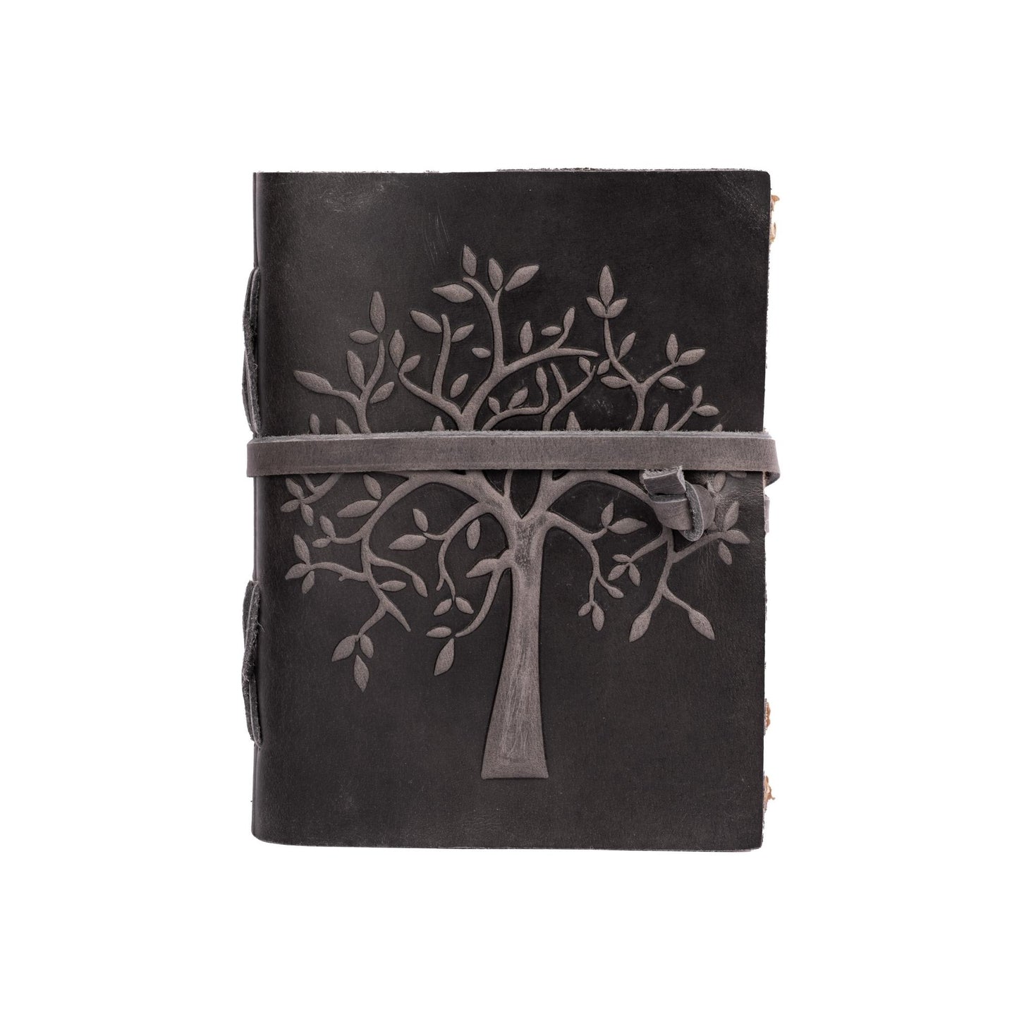 Tree of Life Journal –Vintage Bound Diary for Men and Women with Handmade Embossed – Antique Deckle Edge Paper – Blank Writing Sketchbook – Book of Shadows (GREY – 13 X 8 Inches)