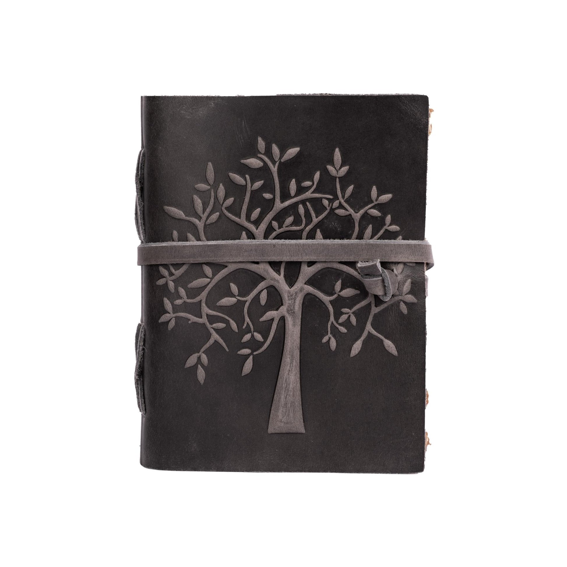 Tree of Life Journal –Vintage Bound Diary for Men and Women with Handmade Embossed – Antique Deckle Edge Paper – Blank Writing Sketchbook – Book of Shadows (GREY – 13 X 8 Inches)