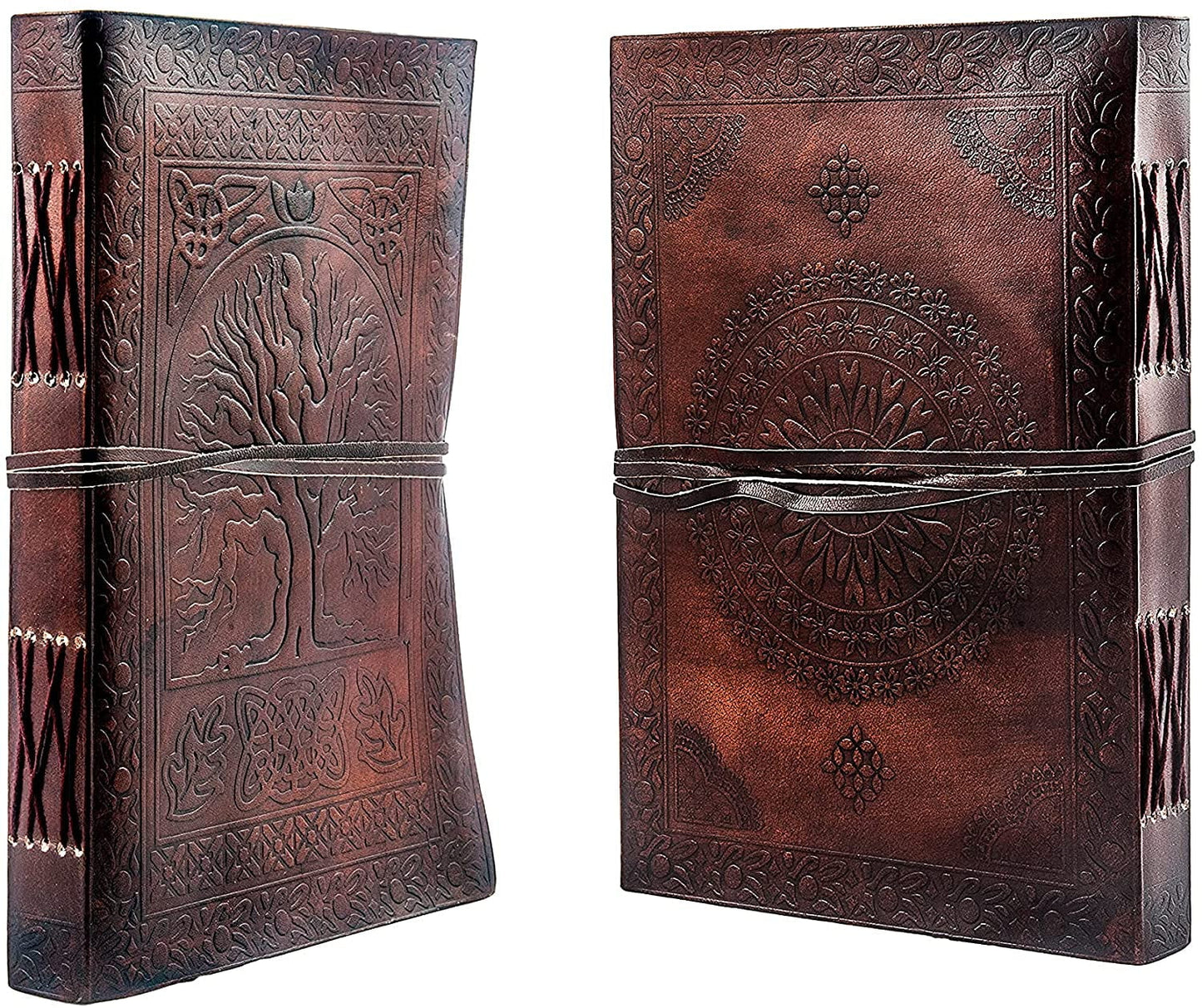 Vintage Tree of Life Antique Looking Genuine Leather Blank Travel Book Bound Journal Diary Notebook with Unlined Pages to Write for Men Women