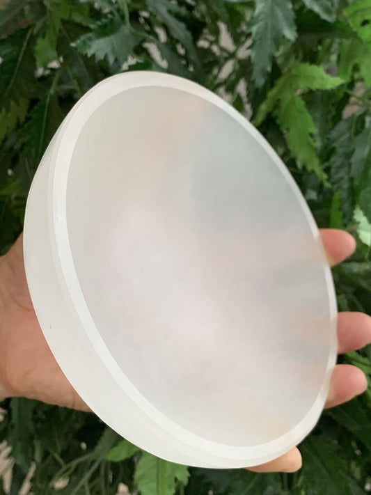 Extra Large Selenite Bowl, 6" Gemstone Carved Selenite Crystal Charging Bowl,...