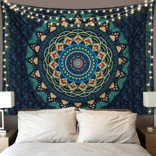 Boho Mandala Tapestry Aesthetic Wall Hanging Psychedelic Hippie Butterfly Tapestries Vintage Wall Art Home Decor for Bedroom,Living Room,Dorm(Green)