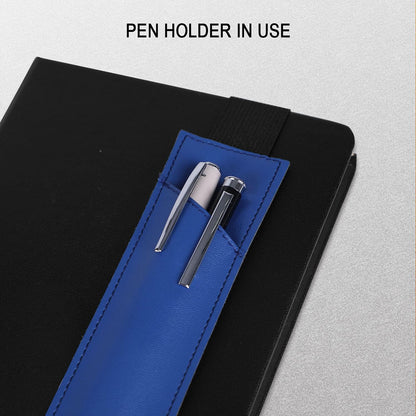 2-Pack Leather Adjustable Elastic Band Pen Holder, Pencil Holder, Pen Sleeve Pouch, Pen Case for Hardcover Notebooks, Journals, Planners, Suitable for Heights from 8" to 11.5"(Royal Blue)