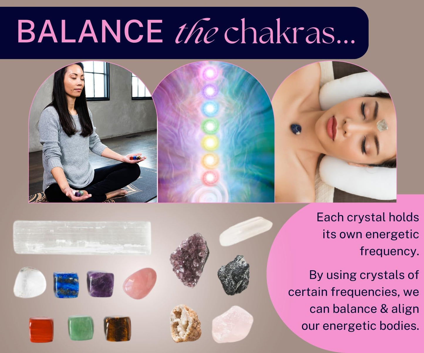 Real Crystals and Healing Stones - 17 PC Healing Crystals and Stones Set. Gemstones for Reiki, Meditation Accessories, Spiritual Gifts for Women. Chakra Witchcraft Kit