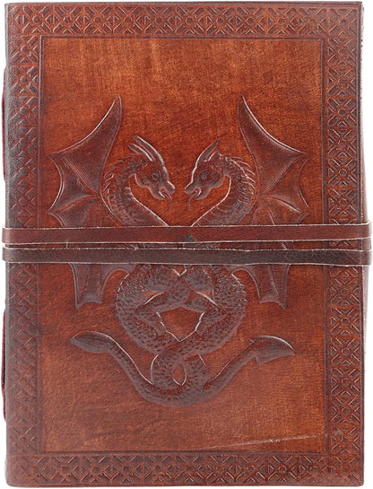 Leather Antique Handmade Double Dragon Journal Notebook Personal Diary Unlined Travel Organizer Art Sketchbook Unisex