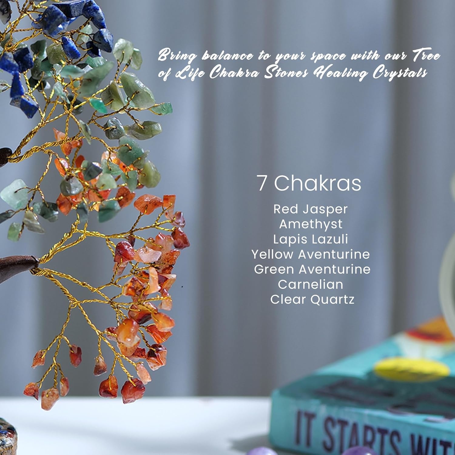 7 Chakra Tree of Life, Crystals, Gifts for Women, Crystal Tree, Money Tree, Crystals and Healing Stones, Birthday Gifts for Women, Home Decor, Office Decor, Crystal Tree for Positive Energy