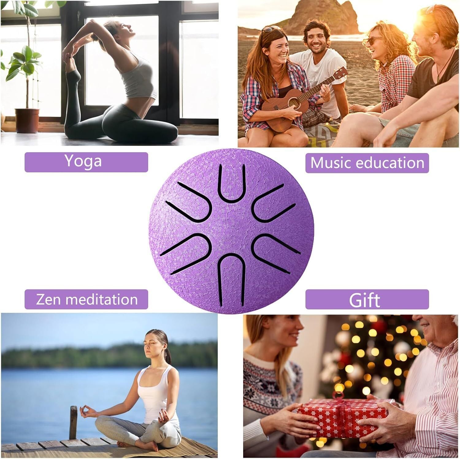 Rain Drum Steel Tongue Drum Hand Drum for Yoga Mind Meditation Gift 3 in / 6 IN