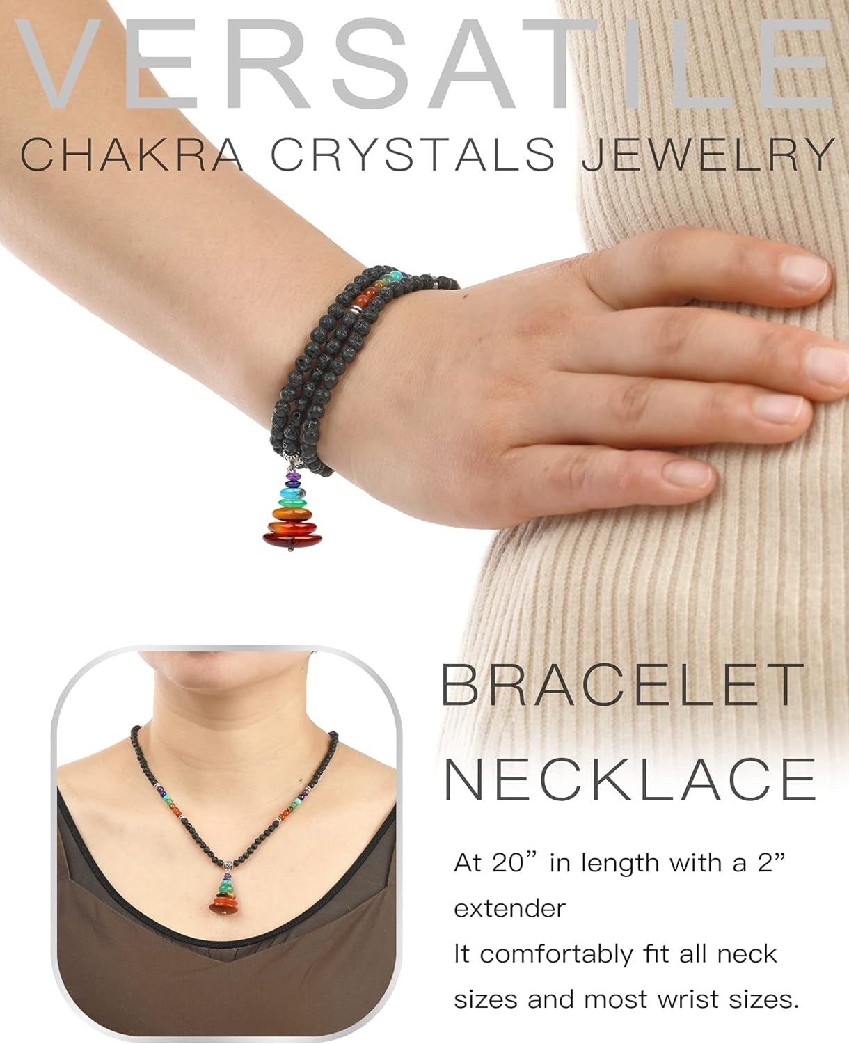 Multi-Purpose Chakra Jewelry for Women/Men, Necklaces and Bracelets, Meditation,Calmness, Anxiety Relief Items