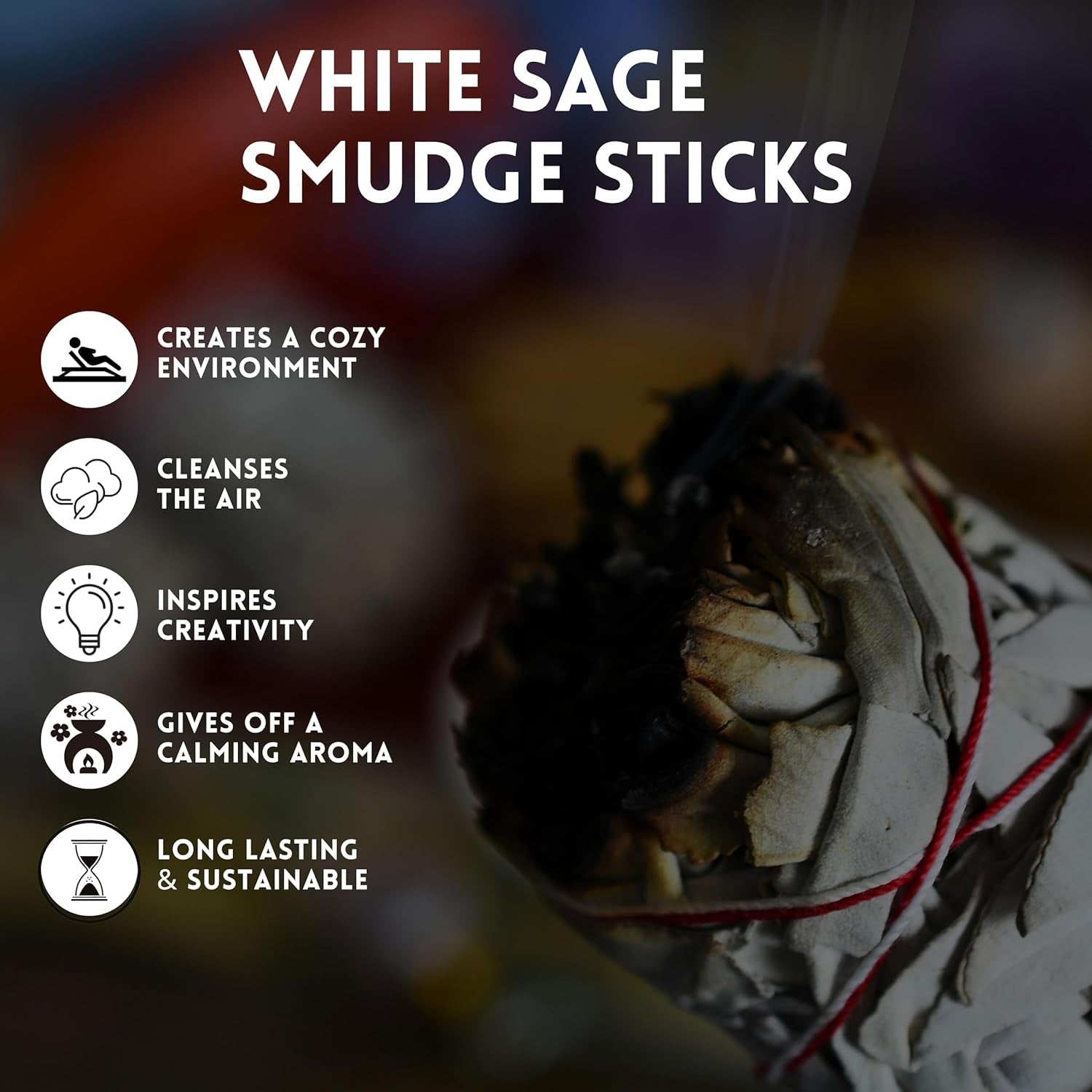 White Sage Mix Smudge Sticks 3 Pack for Cleansing, Meditation, Yoga, and Smudging | Organic White Sage Mixed with Cinnamon, Copal, Ruda Rue, Peppermint or Yerba Santa (White & Copal)