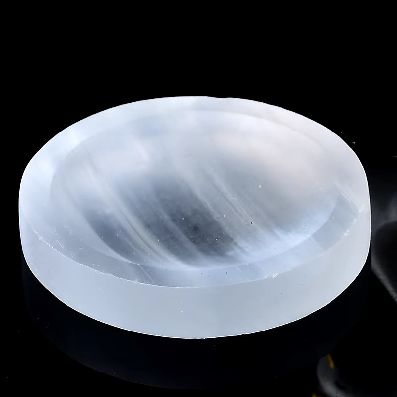 1PC 100% Natural Selenite Bowl Plate Rough Carved Quartz Crystal Grid Fengshui Quartz Mineral Chakra for Home Decor Healing Gift