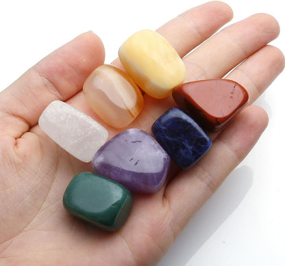 14Pcs Chakra Stones Reiki Healing Crystals Bulk Set Natural 7 Raw Rough Stones Ore Specimen Rock Crystal Collection with 7 Polished Tumbled Stones for Tumbling Cabbing Balancing Meditation Therapy