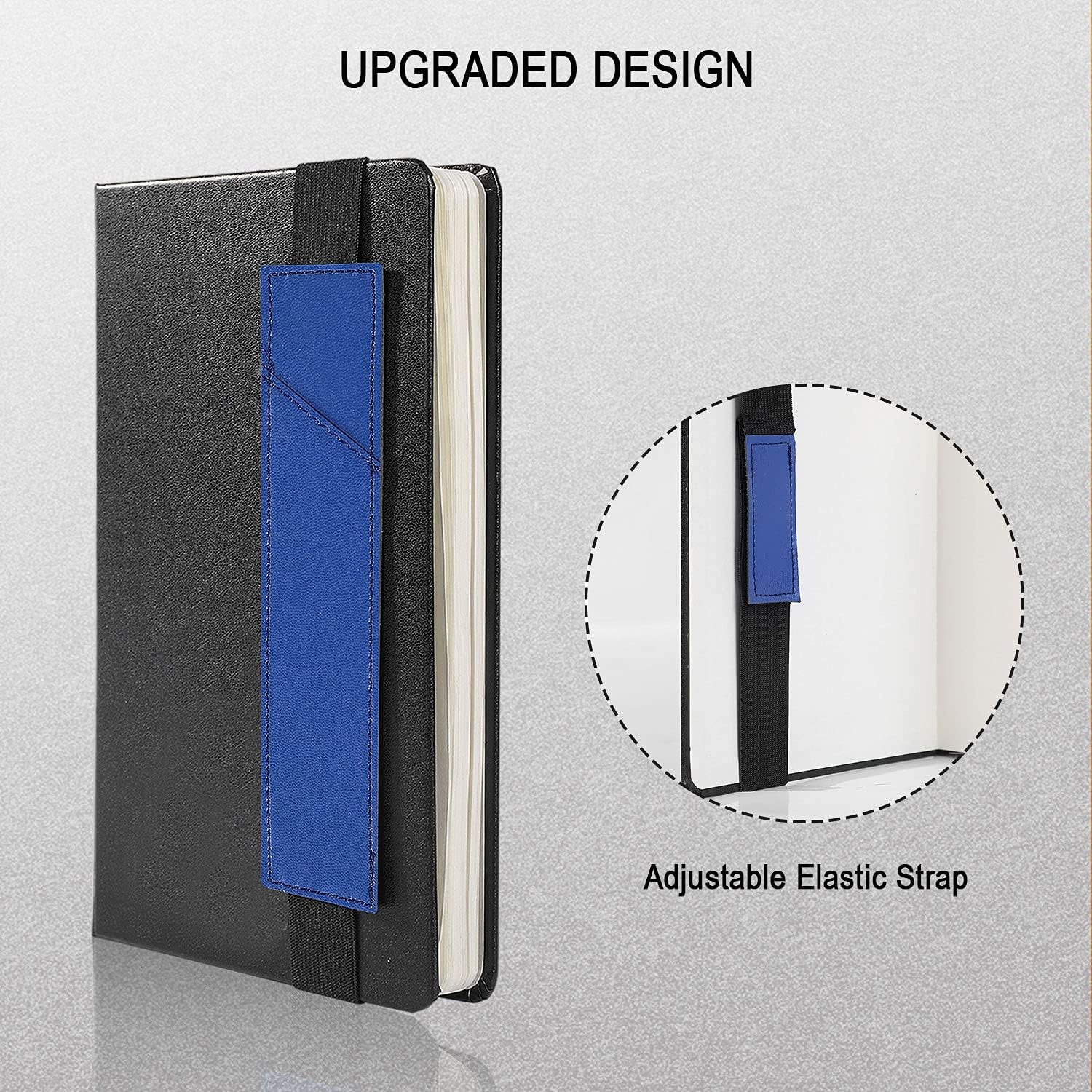 2-Pack Leather Adjustable Elastic Band Pen Holder, Pencil Holder, Pen Sleeve Pouch, Pen Case for Hardcover Notebooks, Journals, Planners, Suitable for Heights from 8" to 11.5"(Royal Blue)