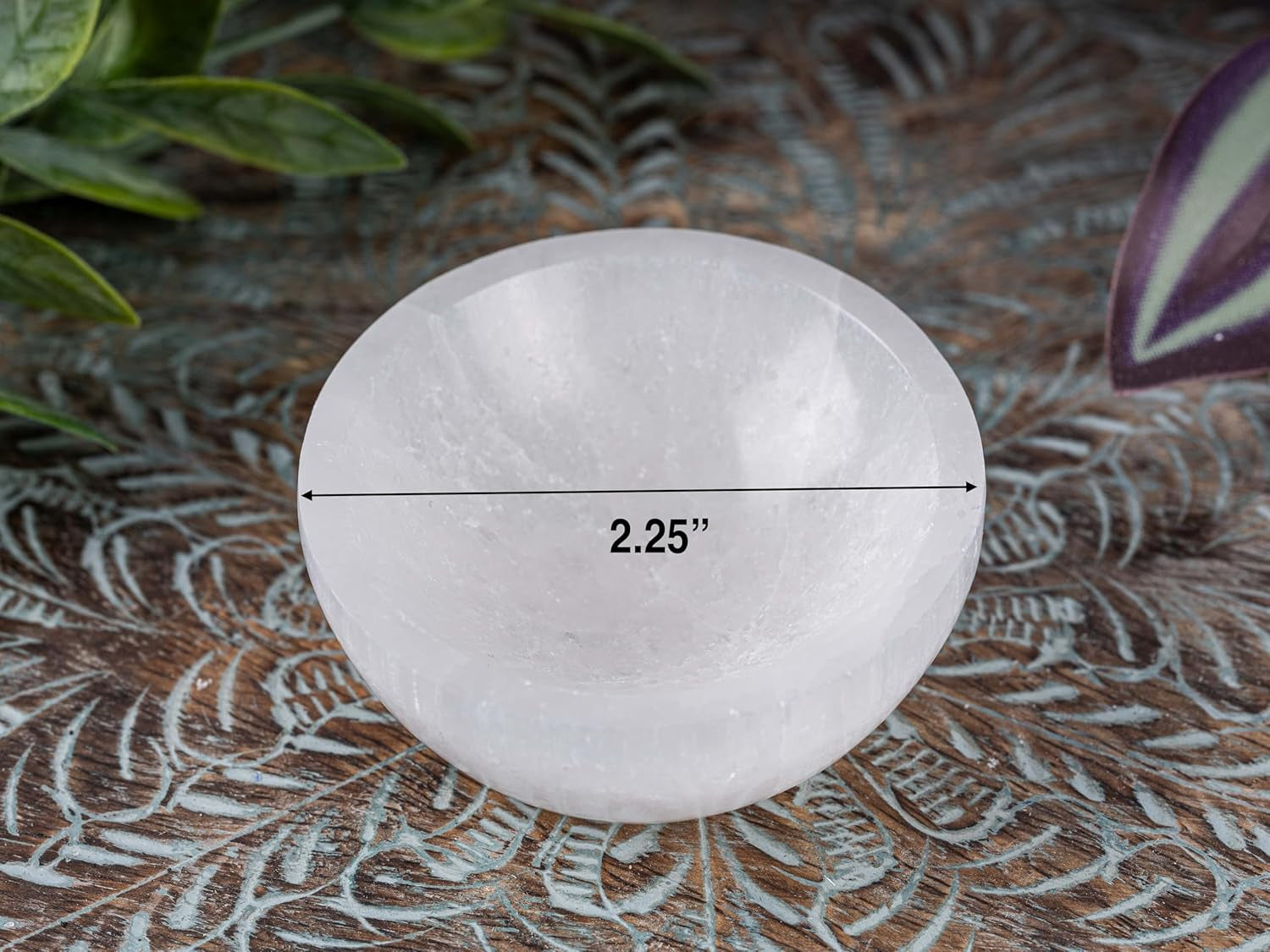 Selenite Bowl for Crystals Charging – 2.25" Mini Crystal Bowl – Ideal for Cleansing Small Crystals and Healing Stones - Protection Crystals - Mined and Crafted in Morocco – Spiritual Gift & Decor