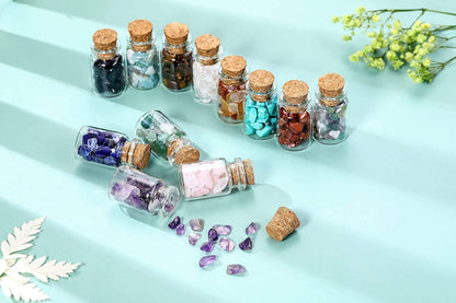 12 Pcs Gemstone Bottles Chip Crystal Healing Tumbled Gem Reiki Wicca Stones Set, Home Decorations, Chakra Healing Crystals, Witchcraft Crystals