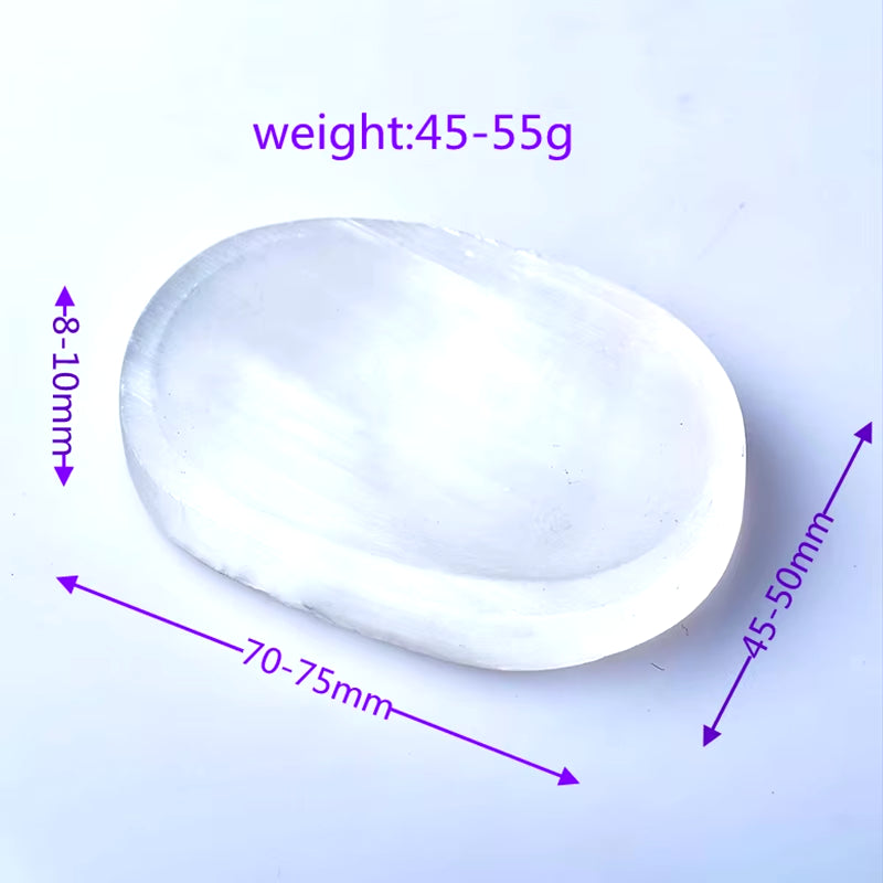 1PC 100% Natural Selenite Bowl Plate Rough Carved Quartz Crystal Grid Fengshui Quartz Mineral Chakra for Home Decor Healing Gift