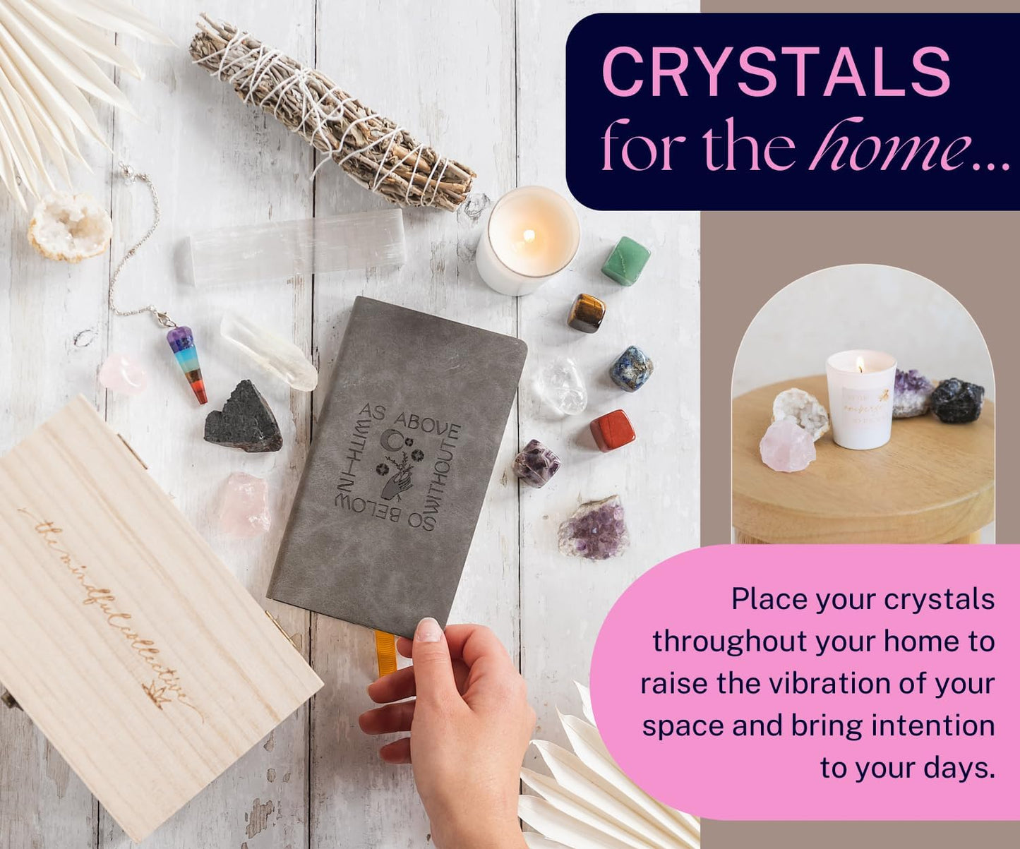 Real Crystals and Healing Stones - 17 PC Healing Crystals and Stones Set. Gemstones for Reiki, Meditation Accessories, Spiritual Gifts for Women. Chakra Witchcraft Kit