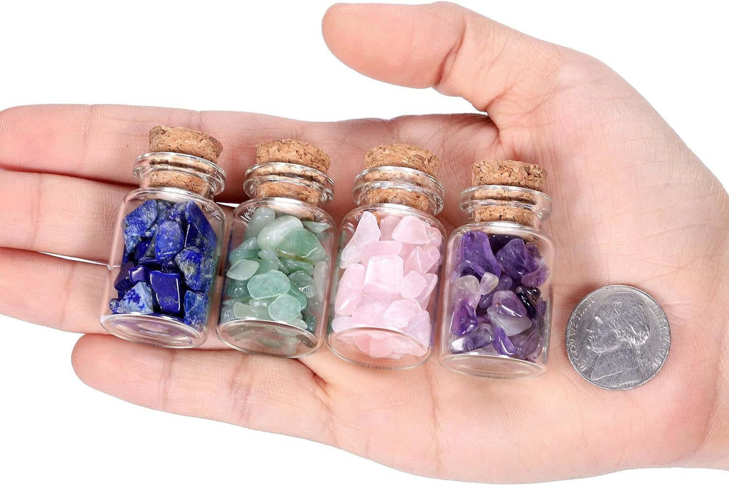 12 Pcs Gemstone Bottles Chip Crystal Healing Tumbled Gem Reiki Wicca Stones Set, Home Decorations, Chakra Healing Crystals, Witchcraft Crystals