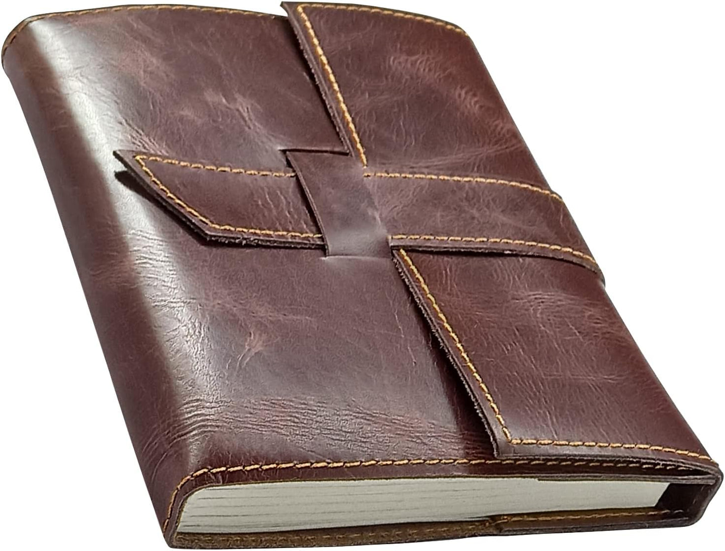 Refillable Leather Journal to Write in Notebook Diary for Men Women Journal for Writing - 6X8 in Artist Poet Gift for Him Her, 200 Pages (Unruled/Blank Journal)